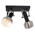 Mexlite wall and ceiling luminaire ACIER 2 flames, adjustable E27 IP20, black matt dimmable