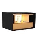 Wandleuchte MURO, Up/Down, eckig flach, inkl. G9 LED 3W 2700K 300lm, mit Blendklappen, dimmbar, Schwarz matt / innen Gold matt