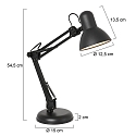 Mexlite Lampe de table STUDY inclinable E27 IP20, noir 