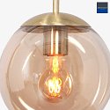 Luminaire à suspension BOLLIQUE rond E27 IP20, ambre, laiton, noir  gradable