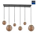Pendelleuchte BOLLIQUE, E27, 6-flammig, Baldachin eckig, messing