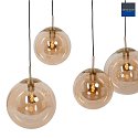Pendelleuchte BOLLIQUE, E27, 6-flammig, Baldachin eckig, messing