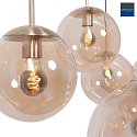 Pendelleuchte BOLLIQUE, E27, 6-flammig, Baldachin eckig, messing