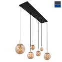 Pendelleuchte BOLLIQUE, E27, 6-flammig, Baldachin eckig, messing
