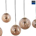 Pendelleuchte BOLLIQUE, E27, 6-flammig, Baldachin eckig, messing