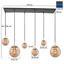 Pendelleuchte BOLLIQUE, E27, 6-flammig, Baldachin eckig, messing