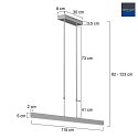 Steinhauer Luci a sospesione ZELENA LED 3-Lampadine IP20, acciaio dimmerabile