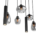 Steinhauer LED Pendelleuchte REFLEXION, 9-flammig, GU10 + E27, 4,9W, IP20, dimmbar, schwarz matt