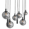 Steinhauer LED Pendelleuchte BOLLIQUE, 9-flammig, GU10 + E27, 4,9W, IP20, dimmbar, schwarz