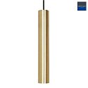 Steinhauer LED Pendelleuchte BOLLIQUE, 9-flammig, GU10 + E27, 4,9W, IP20, dimmbar, messing