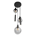 Steinhauer LED Pendelleuchte BOLLIQUE, 5-flammig, GU10 + E27, 4,9W, IP20, dimmbar, schwarz
