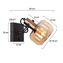 wall luminaire GLASLIC swivelling, rotatable E27 IP20, bronze, black dimmable