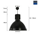 Steinhauer Pendelleuchte WARBIER, Ø 47cm, Abdeckung satiniert / schwarz matt