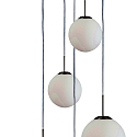 Steinhauer Steinhauer Pendant luminaire BOLLIQUE, 5 flames, glasskugeln white, fitting silver