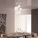Steinhauer Steinhauer Pendant luminaire BOLLIQUE, 5 flames, glasskugeln white, fitting silver