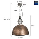 Steinhauer pendant luminaire BIKKEL - Ø 42CM 1 flame, medium E27 IP20, brown, pied dimmable