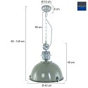 Steinhauer Pendelleuchte BIKKEL, Ø 42cm, E27 max. 60W, Abdeckung satiniert / Metall-schirm, grün