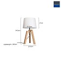 Mexlite Mexlite Table lamp SABI, 1 flame, tripod, beech