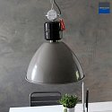 anne light & home Pendelleuchte FRISK, Ø 50cm, E27, Metall, grau glänzend / innen weiß