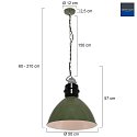 AN Pendant luminaire FRISK, 1 flame, metal, green