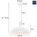 Mexlite Pendelleuchte BJORR, Ø 45cm, E27, weiß matt / buche natur