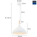 Mexlite Pendelleuchte BJORR, Ø 45cm, E27, weiß matt / buche natur