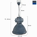 Mexlite Luminaire à suspension DENSI Bas, à 1 flamme, grand E27 IP20, gris gradable