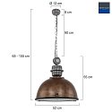 Steinhauer Pendelleuchte BIKKEL, Ø 52cm, E27 max. 60W, Abdeckung satiniert / Metall-Schirm, braun gescheckt