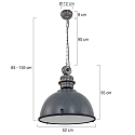 Steinhauer pendant luminaire BIKKEL -  52CM 1 flame, large E27 IP20, concrete grey dimmable