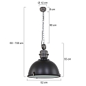 Steinhauer pendant luminaire BIKKEL -  52CM 1 flame, large E27 IP20, black matt dimmable