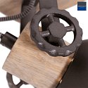 Mexlite Wand- und Deckenleuchte GEARWOOD, 1-flammig, E27, Kautschuk-Holz natur / Metall, anthrazit matt / innen weiß