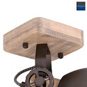 Mexlite Wand- und Deckenleuchte GEARWOOD, 1-flammig, E27, Kautschuk-Holz natur / Metall, anthrazit matt / innen weiß