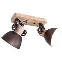 Wand- und Deckenleuchte GEARWOOD, 2-flammig, 2x E27, Kautschuk-Holz natur / Metall, anthrazit matt / innen wei