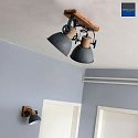 Mexlite Luminaire de plafond GEARWOOD à 2 flammes, réglable E27 IP20, gris, mat gradable
