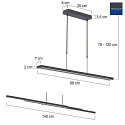Steinhauer Steinhauer Pendant luminaire ZELENA LED, adjustable, 4 flames, black