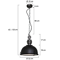 Steinhauer pendant luminaire BIKKEL -  32CM 1 flame, small E27 IP20, black matt dimmable