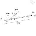 Wever & Ducré ceiling luminaire TRACE SPIN 1.0 down, 4 flames, with jointed arm IP20, mat, deep black dimmable