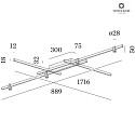 Wever & Ducré Luminaire de plafond TRACE GRID 2.0 haut bas, direct / indirect IP20, mat, noir profond gradable