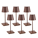 table lamp POLDINA MINI set of 6 IP65, rust dimmable