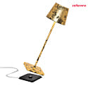 Zafferano battery table lamp POLDINA TAVOLO PRO IP20, black, gold leaf dimmable