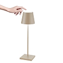 Zafferano LED Akku-Tischleuchte POLDINA PRO, 38cm, 2,2W, 2700-3000K, IP65, mit Touch-Dimmer, Sand
