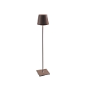 Outdoor LED Akku-Stehleuchte POLDINA XXL, IP54, max. 150cm, 2700K/3000K, mit USB-Anschluss, dimmbar, corten