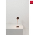 Zafferano battery table lamp POLDINA MICRO IP65, corten dimmable