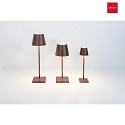 Zafferano battery table lamp POLDINA MICRO IP65, corten dimmable