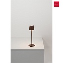 Zafferano battery table lamp POLDINA MICRO IP65, corten dimmable