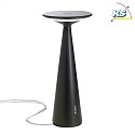 Zafferano LED Table lamp DAMA PRO, IP54, height 29.1cm / Ø 12.5cm, with touch dimmer, black matt