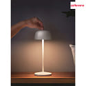 Zafferano battery table lamp CIRCE IP65, white matt dimmable