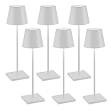 LED Akku-Tischleuchte POLDINA PRO, 6er Set, 38cm, 2,2W, 2200/2700/3000K, 234/251/256lm, IP65, mit Touch-Dimmer, weiß