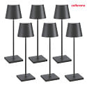 battery table lamp POLDINA PRO set of 6 IP65, dark grey dimmable