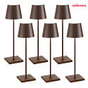 battery table lamp POLDINA PRO set of 6 IP65, rust dimmable
